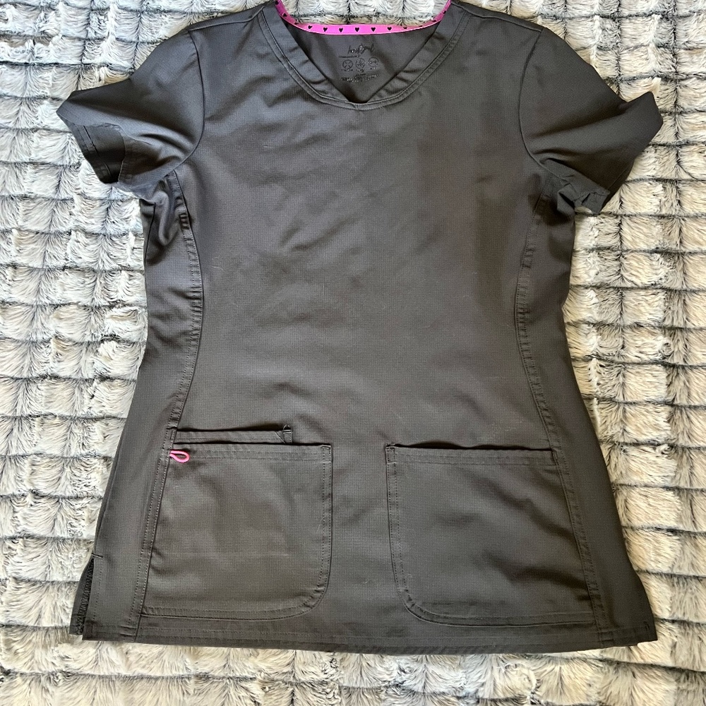 HeartSoul Women's Junior Fit Solid V-Neck Scrub Top-HS660